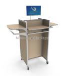 Metal Frame Hanging Clothes Rack , Movable Wood Shelving Commercial Garment Rack