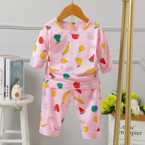 Wholesale 95% Cotton Matching Childrens Pjs Top And Trousers Set 50cm 54cm Bust Skin Friendly from china suppliers