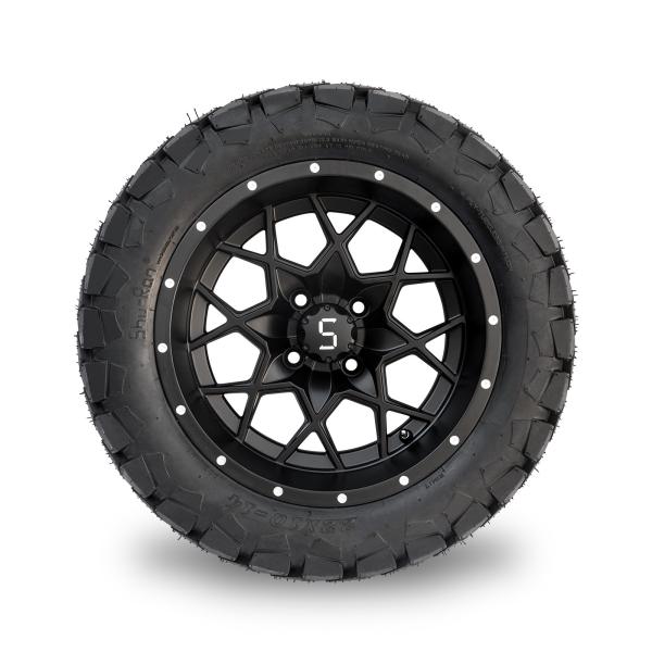 Matte Black 14'' Golf Cart Wheel Tire Combo 22x10-14 Lifted All Terrain