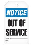 Plastic Tag Notice Out Of Service Tag Polyester Water Resistant Safety Tag