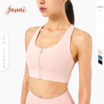 Fitness Women Front Zipper Push Up Yoga Sports Bras Racer Back Gym Bra