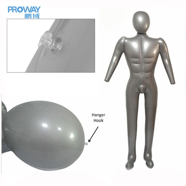 Full Body Inflatable Male Mannequin: Realistic Muscular, Lightweight Portable Clothing Display—Silver, Quick-Inflate for Retail/Fashion Shows | Space
