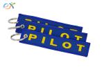 Yellow Text On Merrowed Border Blue Woven Keychain Flight Keychain For Gifts