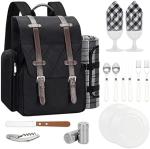 Picnic Backpack for 4 Person with Large Insulated Cooler Bag, Picnic Basket Set