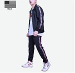 Striped Design Mens Sports Tracksuits For Spring Customized Logo Anti Shrink