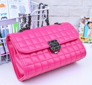 Wholesale Pink Genuine Quilted Leather Handbags Alloy Chain Strap Western Style For Ladies from china suppliers