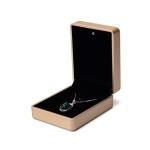 Jewelry Package Hanhong Gold Leather LED Ring Box with Silk Screen Print and