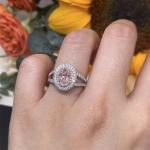 D 0.89ct D 0.938ct Lab Grown Pink Diamond Engagement Ring Oval Cut