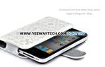 Embossed Cute Cartoon Wallet Style Leather Case For iPhone 4S - White