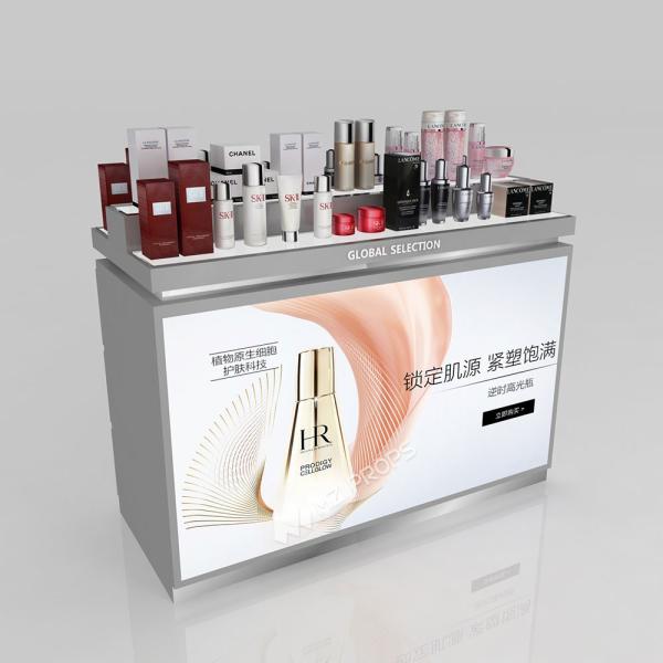 Store Rack Grey Wooden Boutique Edge Cabinet With Led Lights For Branded Shop