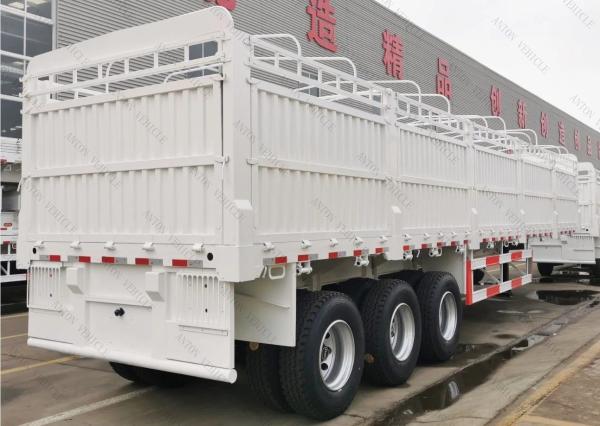 Heavy Duty 3 Axle 60 Ton Cargo Truck Fence Stake Transport Trailers Side Wall