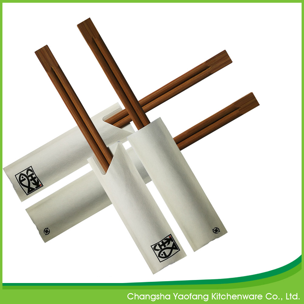 Double Chinese Bamboo Chopsticks 24cm Disposable Carbonized Open Paper Packing