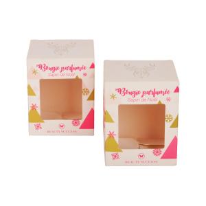 Wholesale Art Paper Candle Packaging Box Pink With Cutout Window 8cm Size from china suppliers