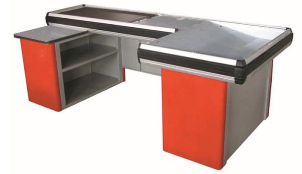 Grocery Store / Supermarket Conveyor Belt Checkout Counter With Cold Rolled