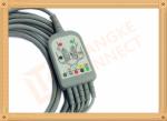 6 Pin One Piece Reusable ECG Patient Cable 5 Lead Defib , PVC Insulation
