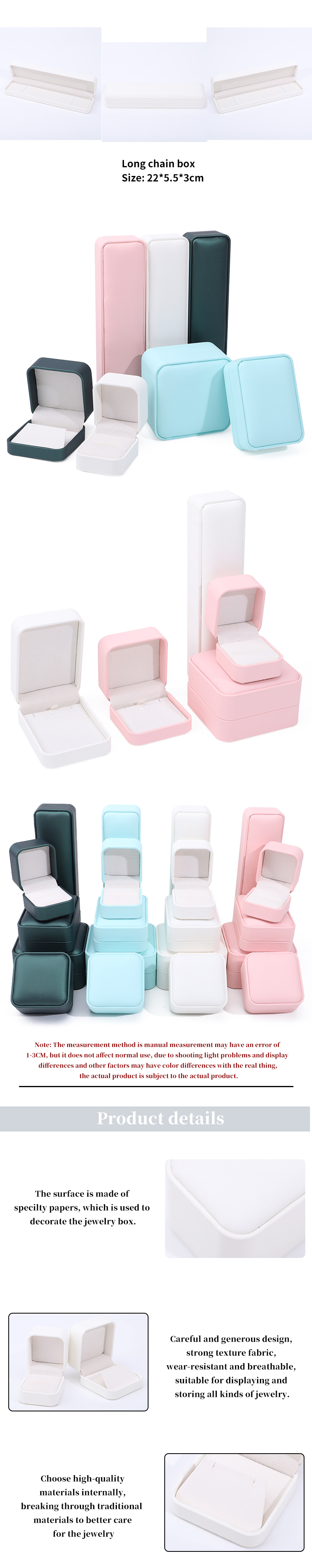 Multi-Color Convex-Roof PU Leather Jewelry Storage Box Package for Ring Pendant