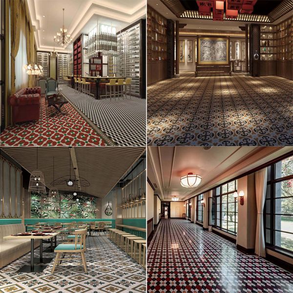 Retro Style Cement Encaustic Tile Floral Pattern Decorative Tile For Indoor Partition And Outdoor Garden