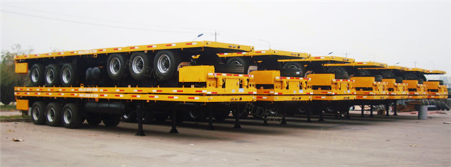 40 Foot Flatbed Trailer With Strength Chassis Load Capacity 30-80 Tons
