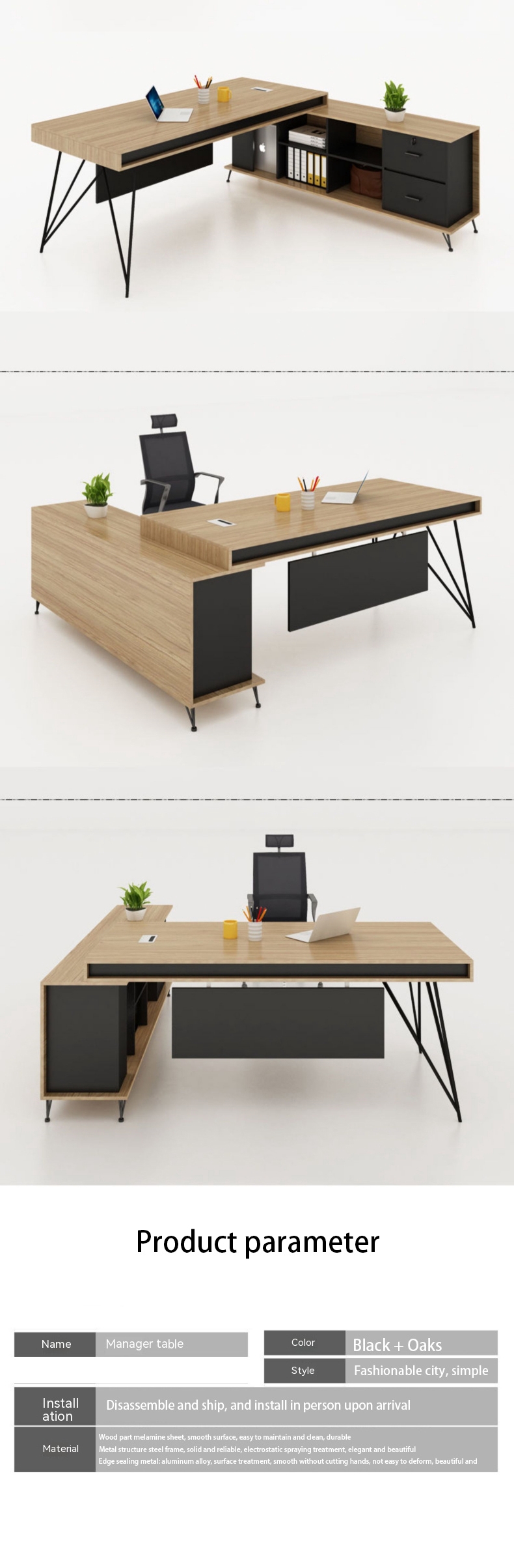 Metal Pedestal Computer Desk Direct Office Furniture for Wide Separate Supervisor Desk