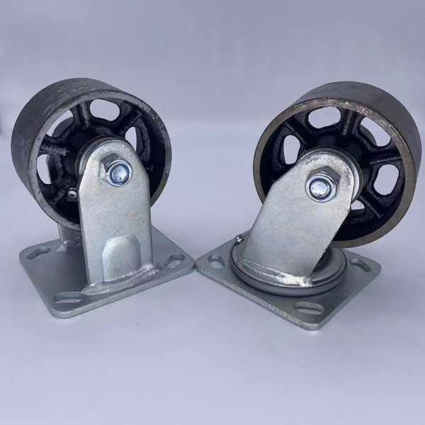 High Temperature Casters Fixed Cast Iron Castor Wheels 8 Inch