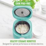 GreenLife PFAS-Free, 4-Cup Rice Oats and Rains Cooker, Healthy Ceramic Nonstick,