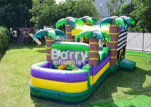 Wholesale 30 FT Palm Beach Obstacle Bounce House , Inflatable Bouncy Castle With Water Slide from china suppliers