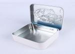 Eco - Friendly Square Metal Tins With Hinges On Lid Top , Metallic Tinplate