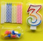 Tearless Colorful Spiral Birthday Candles Sets With Flower Holder And Number