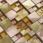High grade style rose gold color glass mix metal mosaic square piece