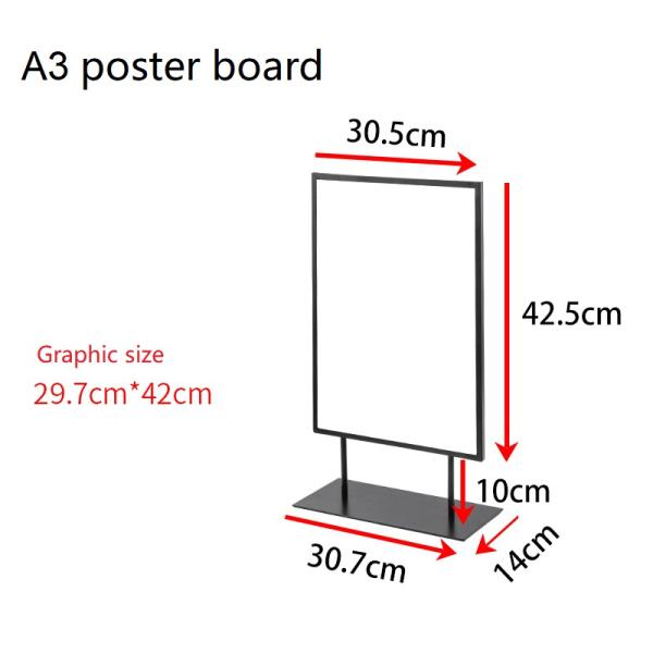 SS A3 Floor Standing Poster Display 0.6KG Advertising Floor Sign Holder