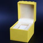 Yellow Leather Leather Watch Box Screen Printing Surface Finish For Gift