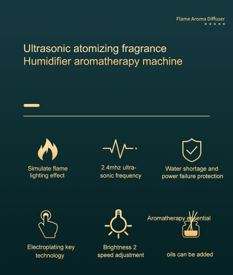 Homefish OEM Humificador Difusor De Aromas 180Ml Diffuser Simulation Flame Humidifier Ultrasonic Mist Air Humidifier Aroma
