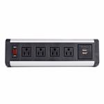 Desktop Clamp Mount Outlet power socket with 4 AC outlet and 2 USB Charger Power