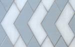 Grey White Color Handmade Kitchen Backsplash Glass Tiles Chevron Pattern Design
