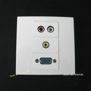 Wholesale Standard Size 86x86mm VGA AV Audio + Video Wall Connector Electrical Plugs White Color from china suppliers