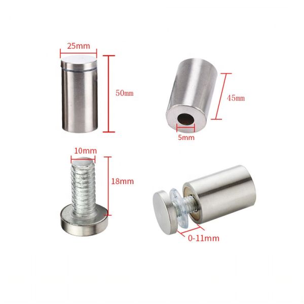 Stainless Steel Acrylic Nails Billboard Fixing Screws Hardware Advertisement Standoffs