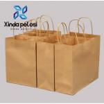 Brown Kraft Paper Bag With Handle Food Packing Bag Biodegradable Machines Making