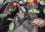Rich Floral Embroidered Mesh Fabric For Dresses , Vintage Heavy Lace Fabric