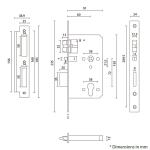ANSI Grade 1 Door Mortise Lock Body With 72mm Centers 60mm Backset OEM / ODM