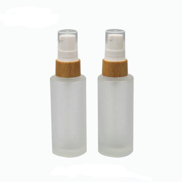 50ml Frosted Glass Bottle with Bamboo Cap Cosmetic Container Dia 37mm* H95mmn