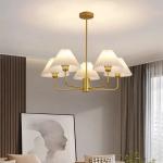 Modern Copper Chandeliers White Cloth Lampshade Gold Chandelier(WH-AP-581)