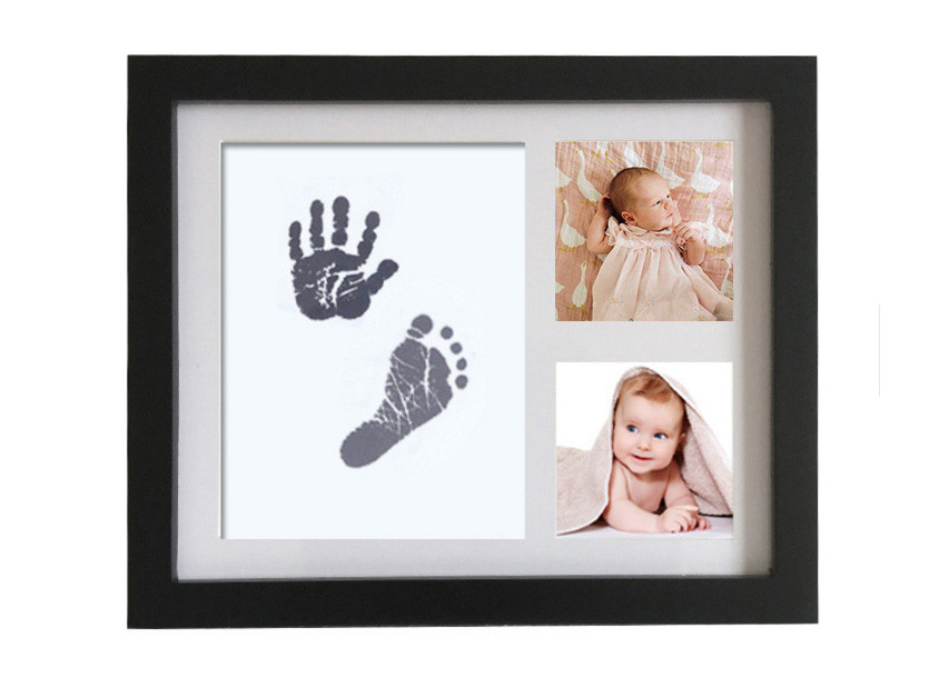 Wooden Baby Hand and Footprint Photo Frame Sweet Memory Newborn Baby Ink Kit