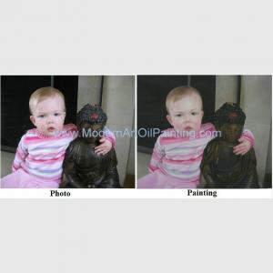 China Hand Painted Children Oil Portraits Realistic People Canvas Portrait Oil Painting on sale