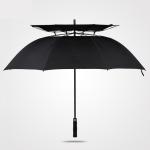 Straight Double Canopy Customized Golf Umbrella Semi Automatic Windproof