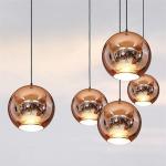 Copper Gold Silver Mirror Glass Ball Pendant Light For Loft Kitchen Island