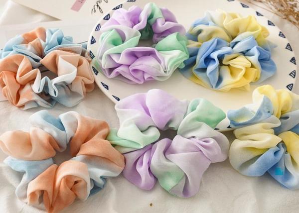 Chiffon tie-dye hairband thin curly hair scrunchie rubber band fabric headstring