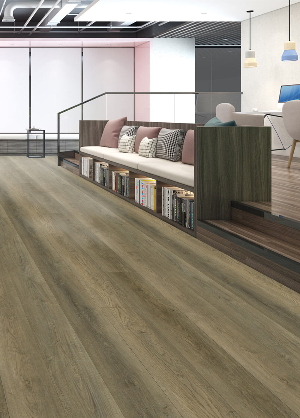 Fireproof Pet Friendly Click SPC Flooring Oak Grain Stone PVC Vinyl Composite