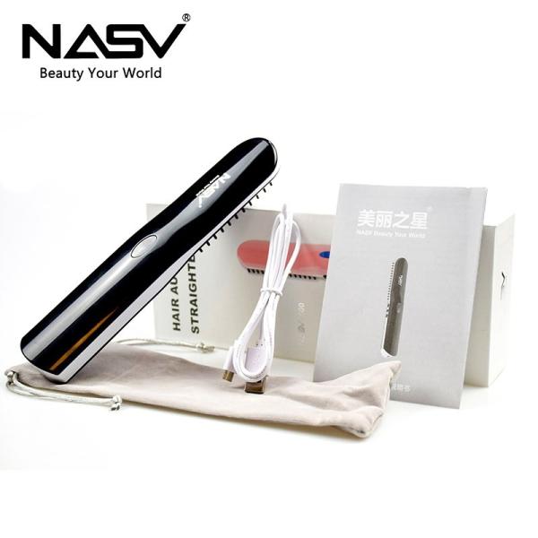 Wireless Men Quick Beard Home Hair Straightener LCD Straightening Brush Styling