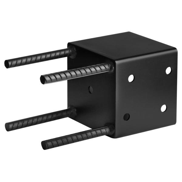 4x4 Post Base Holder Ground Spike Use for Concrete Deck - Post Anchor Brackets Metal Black Powder Coated 4 Inches x 4 Inches (Inner Dia 3.5x3.5) 4
