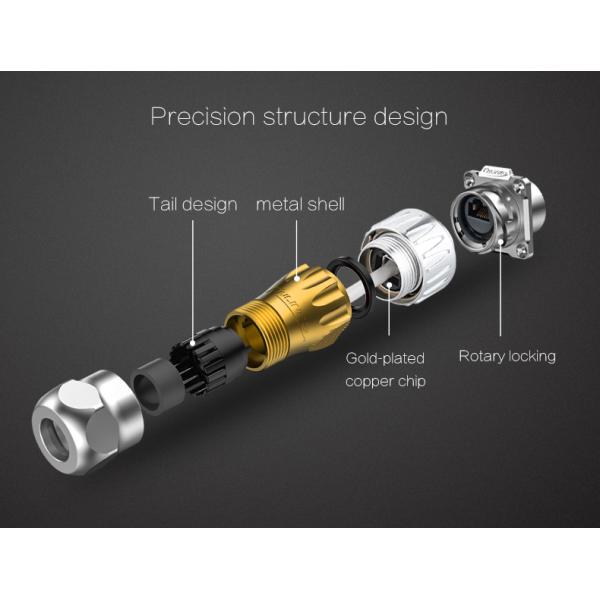 Cnlinko M24 Signal Connector Panel Mount Waterproof IP68 Ethernet Pins Female Waterproof Rj45 Connector